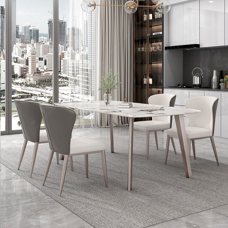 Designer Style Sintered Stone Top Dining Set Rectangle 1/4/5/7 Pieces Dining Table Set Clearhalo 'Dining Room Sets' 'Dining Tables & Seating' 'dining_room_set' 'furn' 'furn_dining_room_set' 'Furniture' 'furniture_dining_room_set' 'Kitchen & Dining Furniture' 1200x1200_0b7458f7-a061-4b17-b364-dff6592ba29d