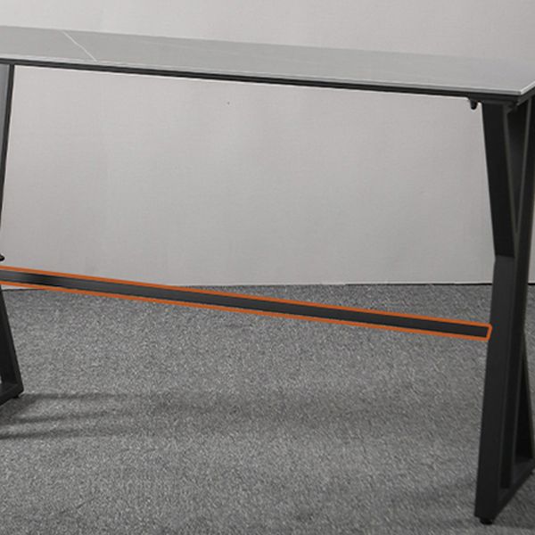 White Marble Bar Table with Rectangle Table Top Trestle Table - 41.3" H Clearhalo 'Bar Furniture' 'Bar Tables' 'bar_tables' 'furn' 'furn_bar_tables' 'Furniture' 'furniture_bar_tables' 'Kitchen & Dining Furniture' 'kitchen&dining_furn' 'kitchen' 1200x1200_0b763ebe-5250-44ba-989f-7d37eabb90f3