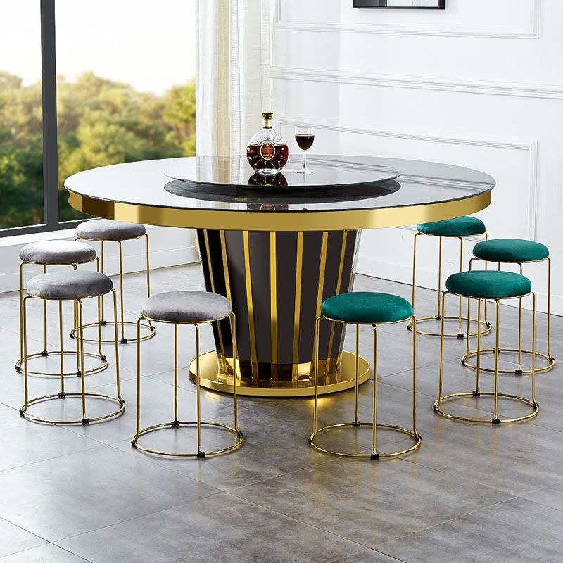 Glamourige Osmanische Samt tränenfeste Metallbeine Feste Farbe rund Ottomane