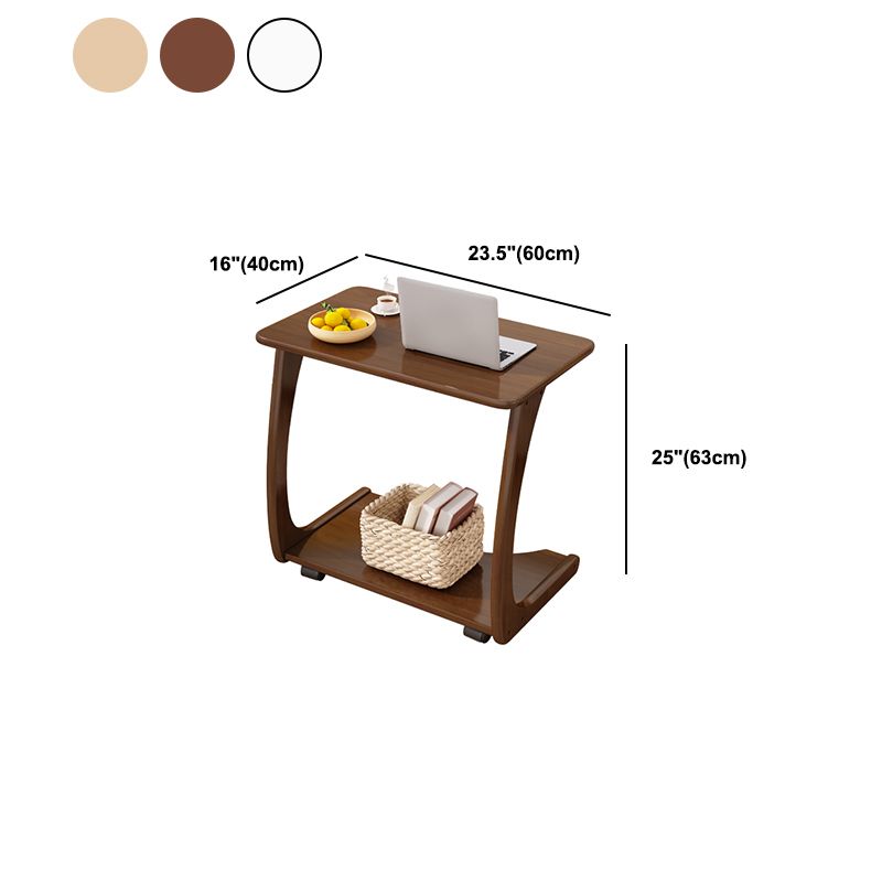 Mesa lateral superior rectangular moderno 24.8 "de altura de madera de altura con estante y rueda