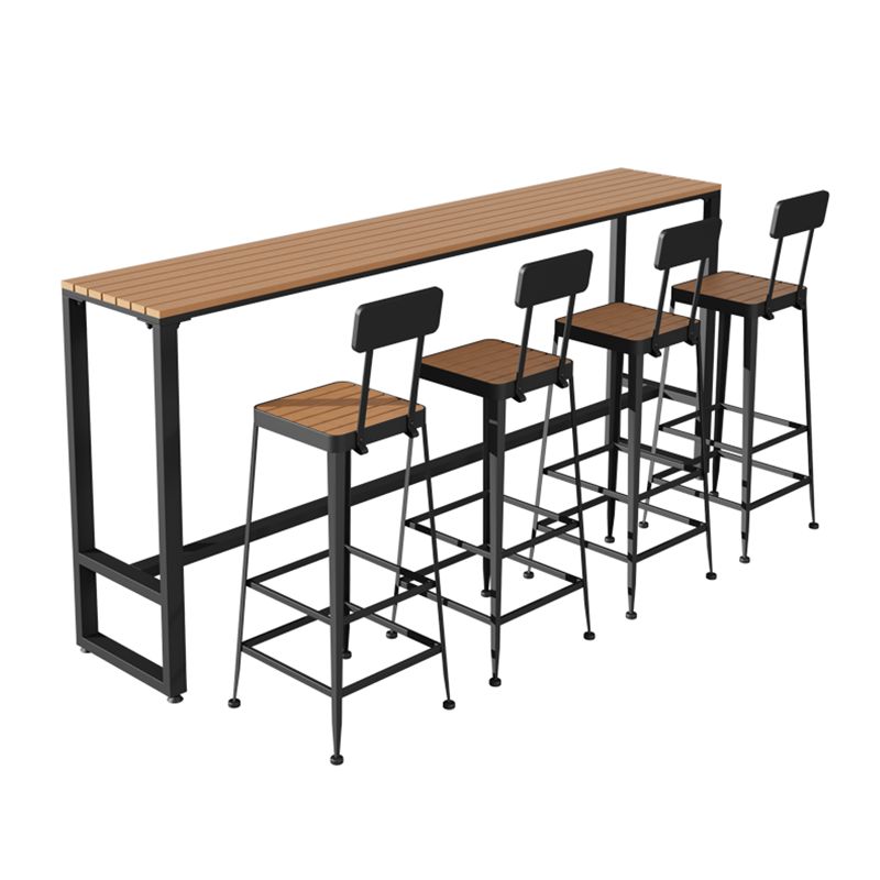 Industrial Bar Table Set 1/2/5 Pcs Rectangular Bar Table and Stools Clearhalo 'Bar Furniture' 'furn' 'furn_home_bar_bar_sets' 'Furniture' 'Home Bars & Bar Sets' 'home_bar_bar_sets' 'Kitchen & Dining Furniture' 1200x1200_0b78b178-23ba-4d85-9b3c-fb1b64d7770a