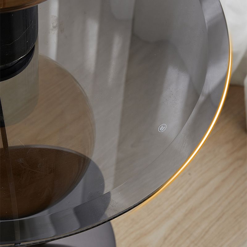 Contemporary Glass Round Top Side Table Metal Pedestal End Table Clearhalo 'Coffee & Accent Tables' 'End & Side Tables' 'end_side_tables' 'furn' 'furn_end_side_tables' 'Furniture' 'Living Room Furniture' 1200x1200_0b78ef96-22fb-4232-858d-74073c1084ad