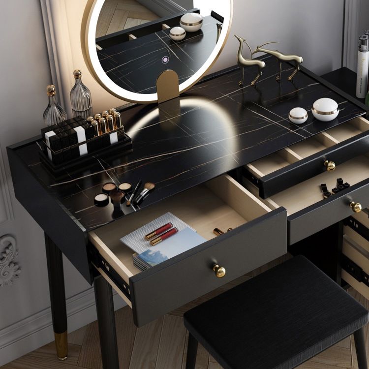 Scandinavian Lighted Mirror Makeup Vanity Desk in Wood Vanity Dressing Table Set Clearhalo 'Bedroom Furniture' 'furn' 'furn_makeup_vanities' 'Furniture' 'Makeup Vanities' 'makeup_vanities' 1200x1200_0b793fe1-2416-4da0-9f90-94d0e92ae046