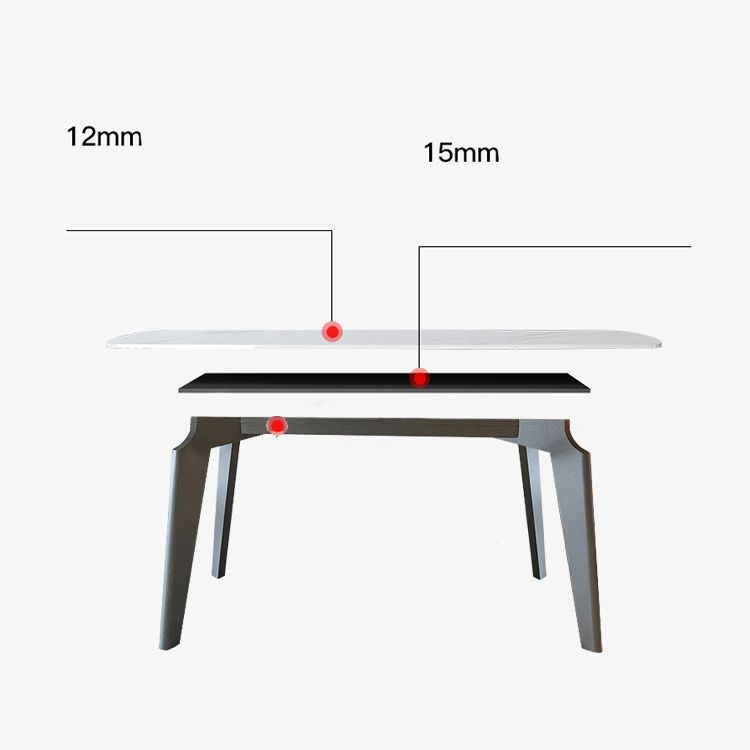 Table à manger rectangulaire contemporaine table en pierre entrée avec 4 jambes en acier gris