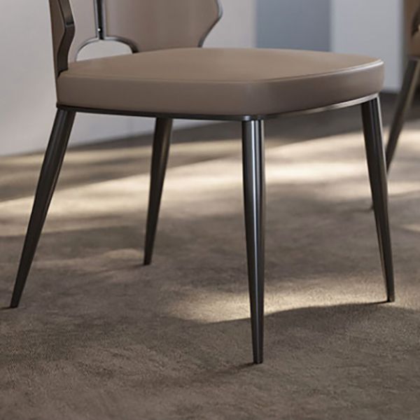 Glamstil Seitenstuhl Leder Metall Basis Esszimmer für Esszimmer