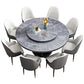 Stone Round White-gray Dining Table Nordic Turntable Furniture with Pedestal Base Clearhalo 'Dining Tables & Seating' 'Dining Tables' 'dining_table' 'furn' 'furn_dining_table' 'Furniture' 'furniture_dining_table' 'Kitchen & Dining Furniture' 'kitchen' 'kitchen_dining_table' 1200x1200_0b7d1f79-2c8d-403c-8278-2caec9755d5a