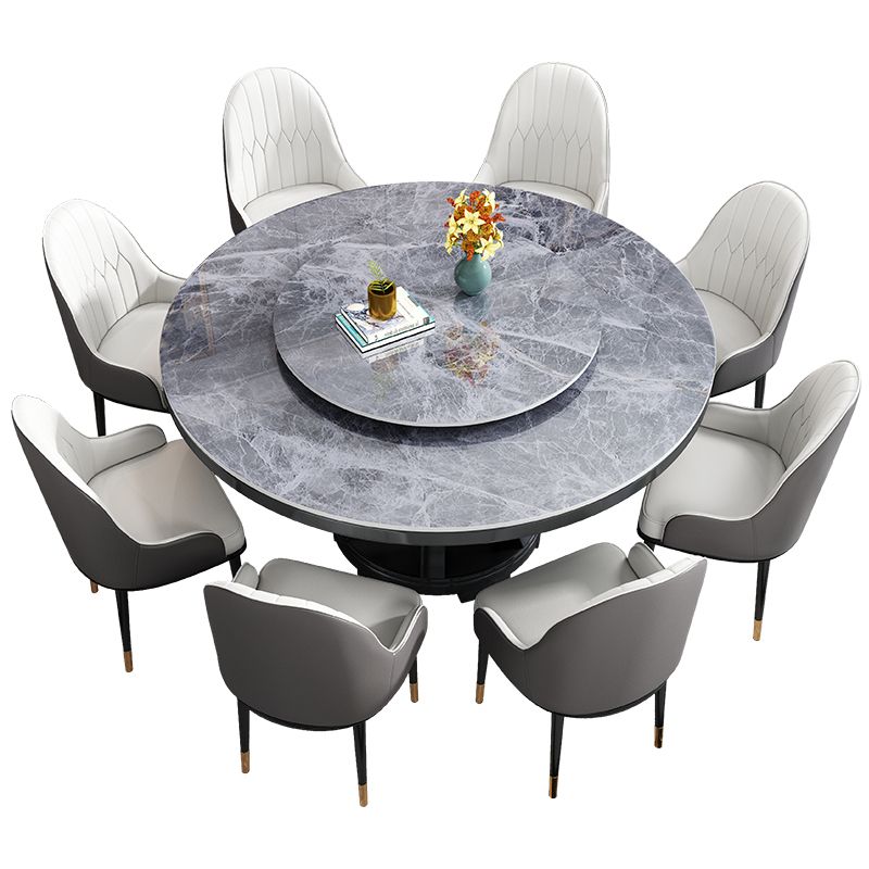Stone Round White-gray Dining Table Nordic Turntable Furniture with Pedestal Base Clearhalo 'Dining Tables & Seating' 'Dining Tables' 'dining_table' 'furn' 'furn_dining_table' 'Furniture' 'furniture_dining_table' 'Kitchen & Dining Furniture' 'kitchen' 'kitchen_dining_table' 1200x1200_0b7d1f79-2c8d-403c-8278-2caec9755d5a