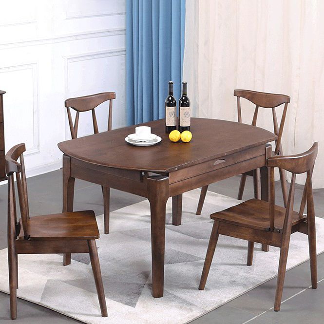 Extendable Rubber Wood Round Table Modern Adjustable Wood Table with 4 Legs Clearhalo ' dining_table' 'Dining Tables & Seating' 'Dining Tables' 'furn' 'furn_dining_table' 'Furniture' 'furniture_dining_table' 'Kitchen & Dining Furniture' 'kitchen&dining_furn' 'kitchen' 'kitchen_dining_table' 1200x1200_0b7e46dc-47d7-40b8-88ff-2d5da027d3f7