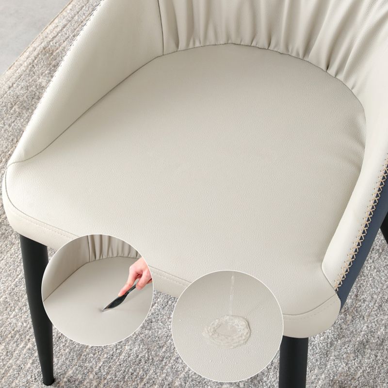 Silla lateral tapizada interna moderna silla lateral de cuero falso con patas de metal