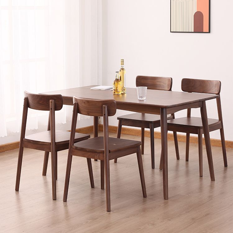 茶色のソリッドウッドダイニングセット1/4/5ピース木製の椅子付きモダンなディネットセット
