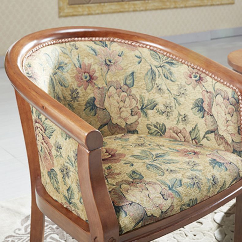 Sillas de brazo de tela silla de comedor de cocina tradicional con patas de madera