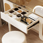 Tabouret de basse-coiffure de rangement de vanité de maquillage en verre ensemble avec tiroir