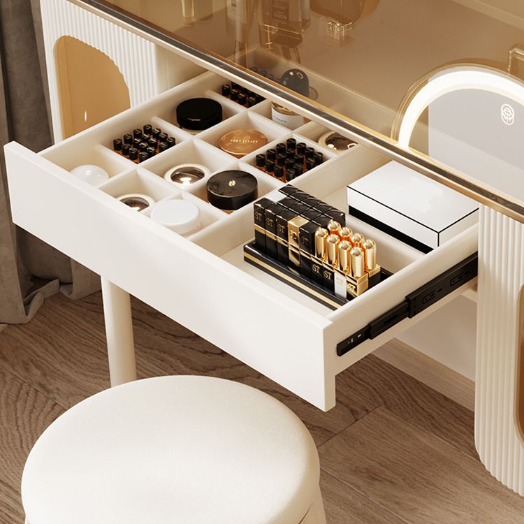 Tabouret de basse-coiffure de rangement de vanité de maquillage en verre ensemble avec tiroir