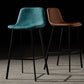 Industrial Metal Barstool Leather Low Back Stool with Cushion