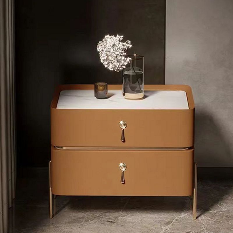 Leather Nightstand with 4 Legs Glam Night Table with Drawers Clearhalo 'Bedroom Furniture' 'furn' 'furn_night_stand' 'Furniture' 'night_stand' 'Nightstands' 1200x1200_0b8041b7-d9ea-472d-a423-02032f633798