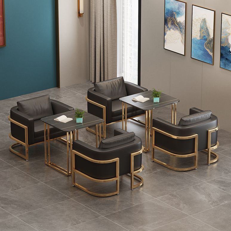 Industrial Sintered Stone Dinner Room Kitchen Table Black Table with Gold Frame for Dining Room Clearhalo ' dining_table' 'Dining Tables & Seating' 'Dining Tables' 'furn' 'furn_dining_table' 'Furniture' 'furniture_dining_table' 'Kitchen & Dining Furniture' 'kitchen&dining_furn' 'kitchen' 'kitchen_dining_table' 1200x1200_0b81a996-1eaf-4d50-87d4-87cddc0f6c24