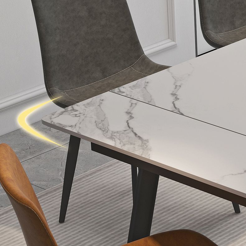 Modern 1/4/5/7 Pieces Dining Table Set with White Sintered Stone Top Scalable Dinette Set Clearhalo 'Dining Room Sets' 'Dining Tables & Seating' 'dining_room_set' 'furn' 'furn_dining_room_set' 'Furniture' 'furniture_dining_room_set' 'Kitchen & Dining Furniture' 1200x1200_0b82449e-6216-4d62-91b8-16d1aaa0236a