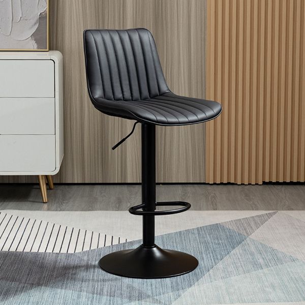 Scandinavian Metal Stool Adjustable Low Back Faux Leather Barstools in Matte Finish Clearhalo 'Bar Furniture' 'Bar Stools' 'bar_stools' 'furn' 'furn_bar_stools' 'Furniture' 'Kitchen & Dining Furniture' 1200x1200_0b825f51-a14a-4469-bb7b-04407b47152f
