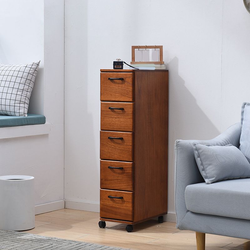 Coffre d'accent en bois massif avec tiroirs 23,62 "coffre de large sur roues