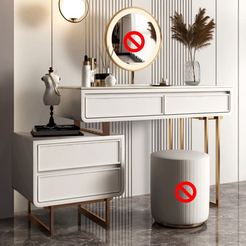 Vanité de maquillage luxueuse en pierre supérieure avec 2/4 tiroirs de rangement