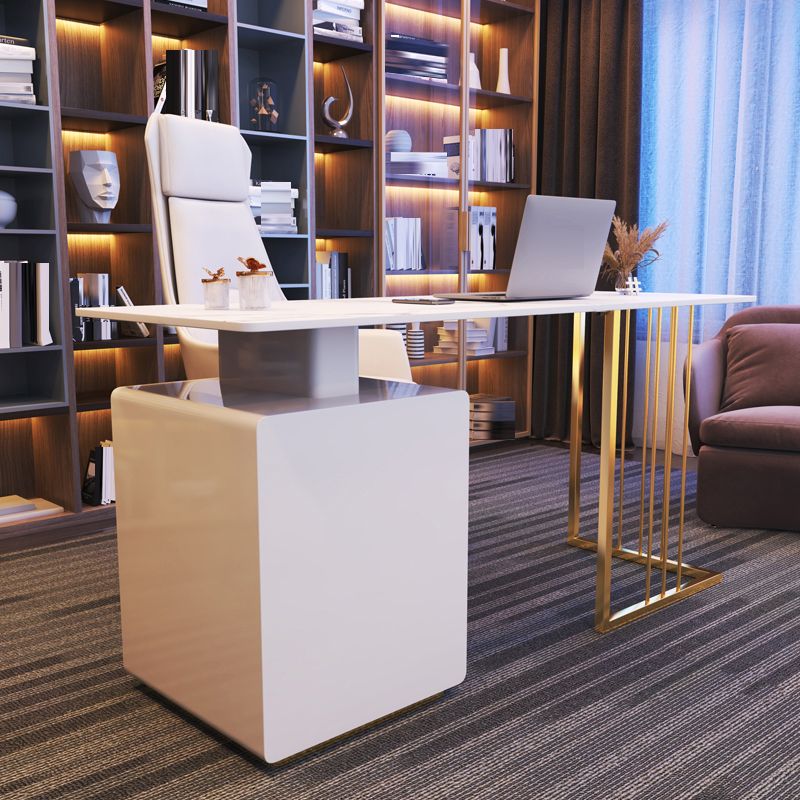 Bureau d'écriture blanc piédestal 23,6 "bureau rectangulaire de large pour la maison