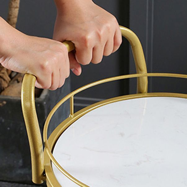 Modern 26.38"W Rolling Prep Table Oval Metal Prep Table for Home Use