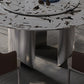 Table à manger ronde moderne Table à manger en pierre avec socle en acier inoxydable