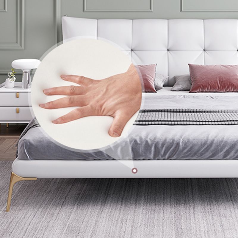 Grey Upholstered Tufted Bed Frame Glam Faux Leather Standard Bed Clearhalo 'Bedroom Furniture' 'Beds' 'furn' 'furn_beds' 'Furniture' 1200x1200_0b897659-c2bd-4624-b2a3-184db1b8ea36