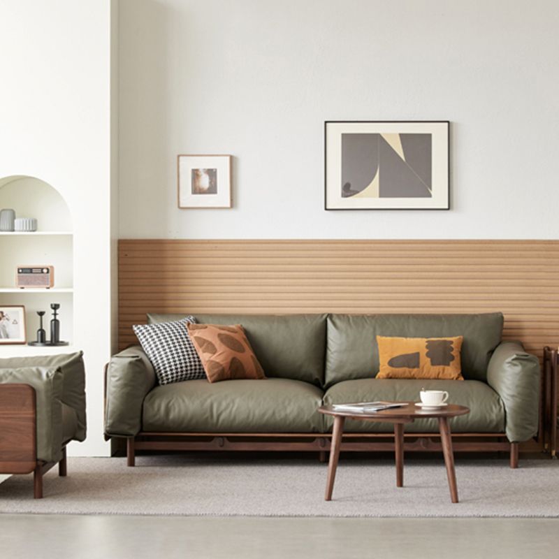 Skandinavische massive Holzleder -Quadratarmofa für Wohnzimmer