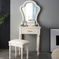 Solid Wood Makeup Vanity Desk Bedroom Dressing Table Stool Set with Drawer