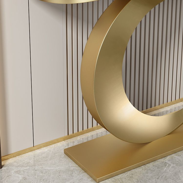 Stain Resistant 11.81" W x 31.49" H Stone Half Moon Table for Hall Clearhalo 'Console Tables' 'console_tables' 'Entry & Mudroom Furniture' 'furn' 'furn_console_tables' 'Furniture' 1200x1200_0b8ad29b-c03b-4a8c-b9ba-bb64434c46b0