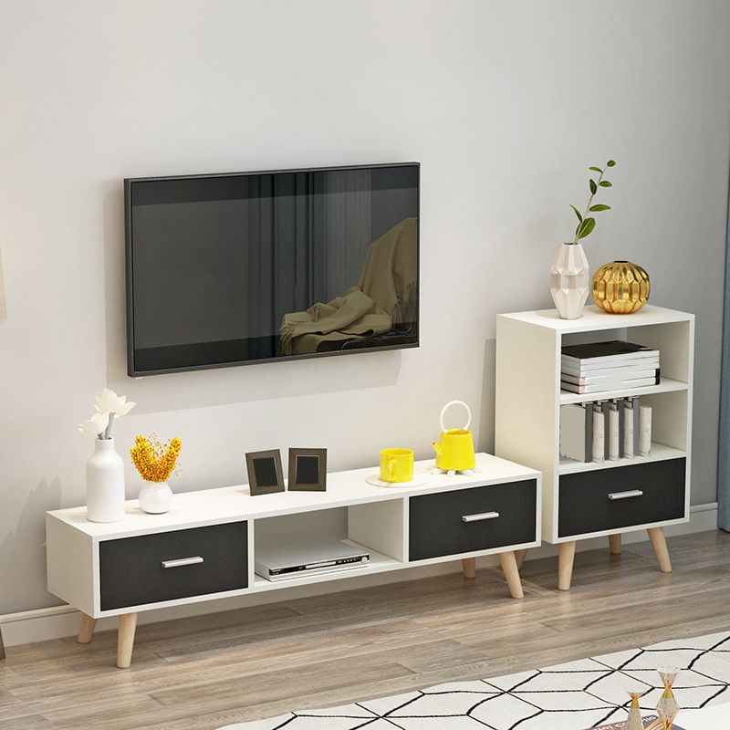 Scandinavian TV Media Console Wooden TV Stand Console with 2 Drawers Clearhalo 'furn' 'furn_tv_stands_entertainment_centers' 'Furniture' 'Living Room Furniture' 'TV Stands & Entertainment Centers' 'TV Stands & Media Storage Furniture' 'tv_stands_entertainment_centers' 1200x1200_0b8c2a94-30d8-4185-a351-0584e46fe1f4