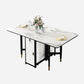 Modern Style White Dining Table Rectangle Drop-Leaf Dining Table for Home Use Clearhalo ' dining_table' 'Dining Tables & Seating' 'Dining Tables' 'furn' 'furn_dining_table' 'Furniture' 'furniture_dining_table' 'Kitchen & Dining Furniture' 'kitchen&dining_furn' 'kitchen' 'kitchen_dining_table' 1200x1200_0b8ce155-d338-4eee-b509-3c852bd577fb