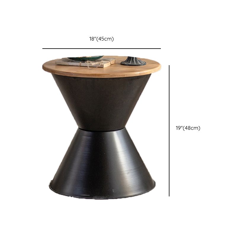 Round Solid Wood Top Coffee Table Iron Pedestal Cocktail Table Clearhalo 'Coffee & Accent Tables' 'Coffee Tables' 'coffee_tables' 'furn' 'furn_coffee_tables' 'Furniture' 'Living Room Furniture' 1200x1200_0b8dece3-0a59-489f-b72d-c284d37fafbc