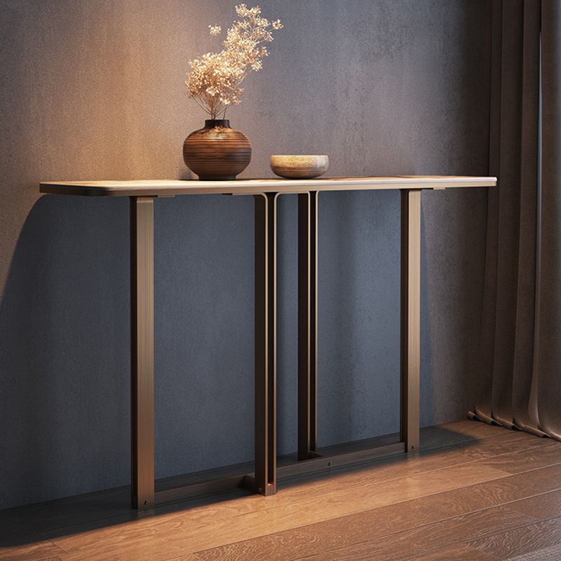 Modern Rectangular Console Table Stone Console Sofa Table in Gold