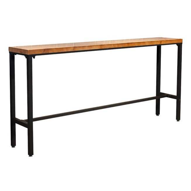Pine Wood Top Rectangular Bar Table Industrial Pub Table with Metal Trestle Base Clearhalo 'Bar Furniture' 'Bar Tables' 'bar_tables' 'furn' 'furn_bar_tables' 'Furniture' 'Kitchen & Dining Furniture' 1200x1200_0b8e5c09-ffea-42f3-8334-e5e45248ed92