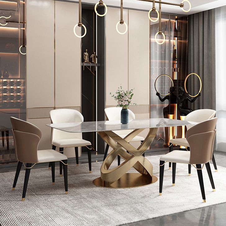 Luxury 1/2/5/6/7 Pieces Dining Set Sintered Stone Dining Table with Leather Chairs Clearhalo 'Dining Room Sets' 'Dining Tables & Seating' 'dining_room_set' 'furn' 'furn_dining_room_set' 'Furniture' 'furniture_dining_room_set' 'Kitchen & Dining Furniture' 'kitchen&dining_furn' 'kitchen' 1200x1200_0b8f55a3-4e59-4ff5-ba48-64e371c4343f