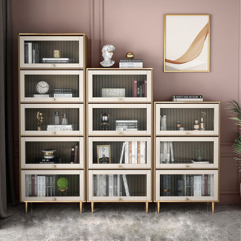 Glam Standard Bookcase Metal Frame Manufactured Wood Bookshelf with Glass Doors Clearhalo 'Bookcases' 'furn' 'furn_bookcases' 'Furniture' 'furniture_bookcases' 'Office Furniture' 1200x1200_0b8fb638-aba8-4ded-8a52-f606410a807a