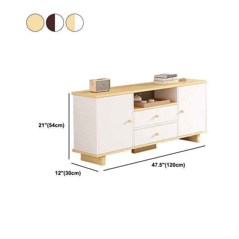 Consola de TV de 2 puertas de estilo de madera de estilo escandinavo con almacenamiento