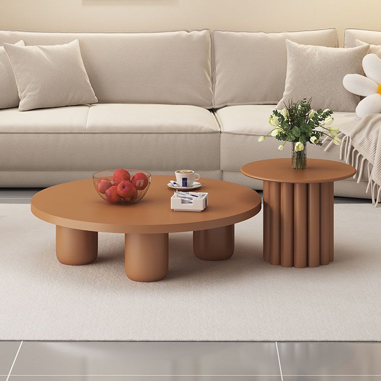 Modern Round Wooden Coffee Table Set Solid Wood 4 Legs Cocktail Table Clearhalo 'Coffee & Accent Tables' 'Coffee Tables' 'coffee_tables' 'furn' 'furn_coffee_tables' 'Furniture' 'Living Room Furniture' 1200x1200_0b903eb5-cc03-4a78-aa70-5dc46e1f3a5f