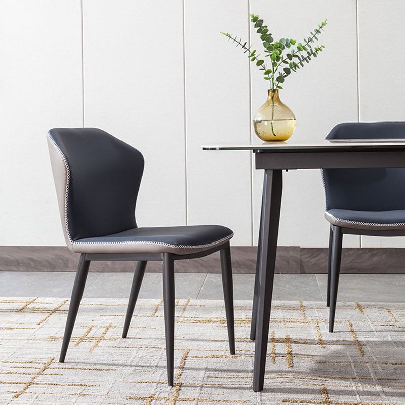 Industrial Style Wingback Armless Dining Chair PU Leather Dining Chairs Clearhalo 'Dining Chairs' 'Dining Tables & Seating' 'dining_chair' 'furn' 'furn_dining_chair' 'Furniture' 'furniture_dining_chair' 'Kitchen & Dining Furniture' 1200x1200_0b92e905-2005-48b4-a3e6-05a3c47e6047