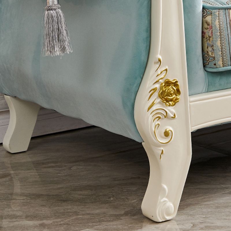 Traditional Rolled Arm White/black Frame Velvet Settee Couch for Three People