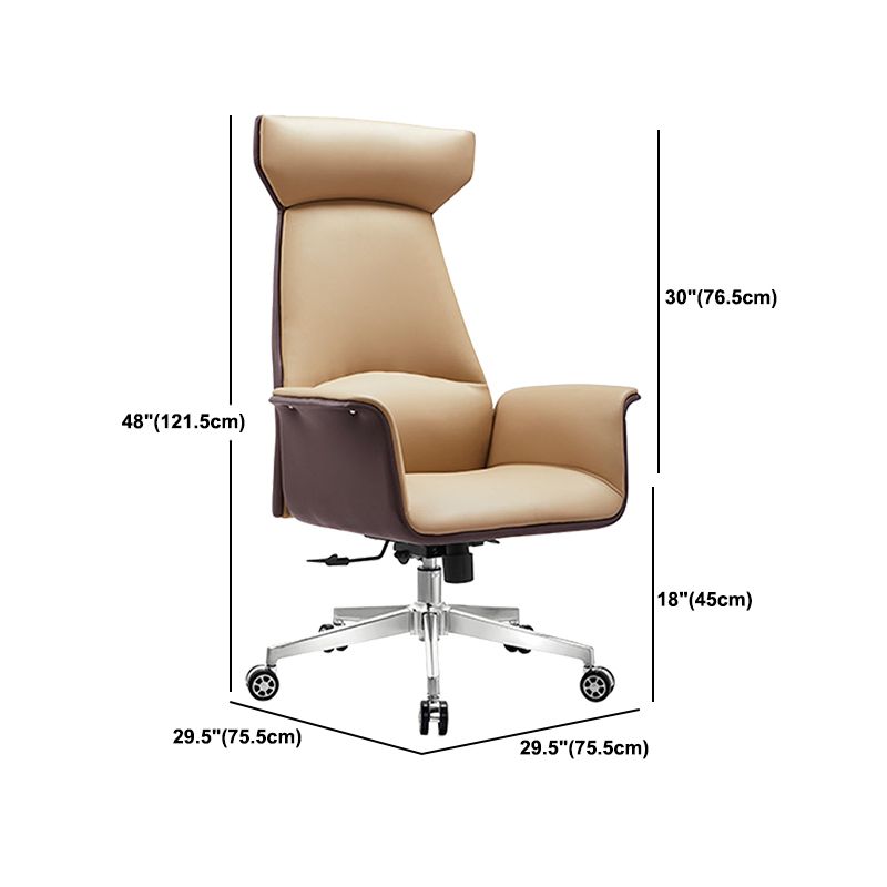 Modern Arms Included Chair Leather Desk Chair Ergonomic Home Office Chair Clearhalo 'furn' 'furn_office_chair' 'Furniture' 'Office Chairs' 'Office Furniture' 'office_chair' 1200x1200_0b933bcf-83d8-4aa4-a1d7-96ae67b00227