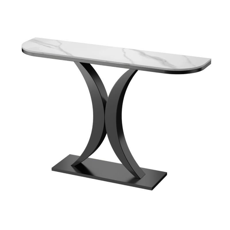 Tavolo da tavolo resistente alla macchia Tabella glam di pietra 11.81 "W x 31.49" H Half Moon Tavolo