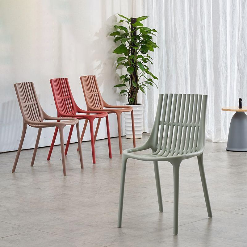 Nordic Style Armless Side Chairs Slat Back Chairs with Plastic Legs for Home Use Clearhalo 'Dining Chairs' 'Dining Tables & Seating' 'dining_chair' 'furn' 'furn_dining_chair' 'Furniture' 'Kitchen & Dining Furniture' 1200x1200_0b952aa1-f183-4c5c-ac90-8118ad6ca124
