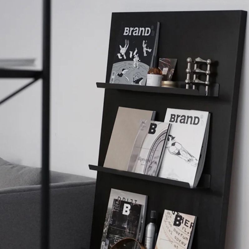 Industrial Standard Closed Back Bookcase Metal Black Bookshelf with Shelves