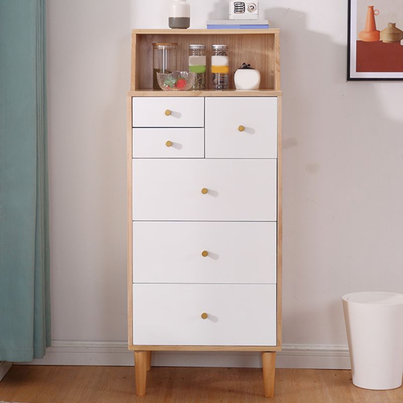 Coffre d'accentuation en bois massif avec des jambes droites de 15,74 "poitrine de large avec 6 tiroirs