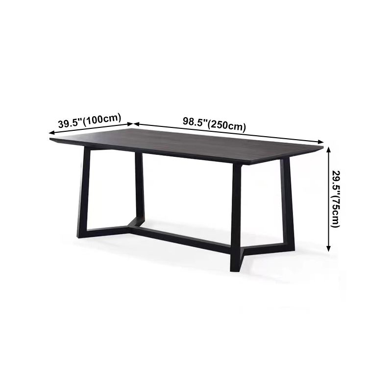 Rectangle Black Industrial Dining Table Pine Solid Wood Table with Trestle Base Clearhalo ' dining_table' 'Dining Tables & Seating' 'Dining Tables' 'Furniture' 'furniture_dining_table' 'Kitchen & Dining Furniture' 'kitchen&dining_furn' 'kitchen' 'kitchen_dining_table' 1200x1200_0b996b68-357f-423a-a6f7-3917b0eeceae
