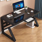 Modern Rectangular Gaming Desk Glass Top 29.53" Tall Computer Desk with Sled Base