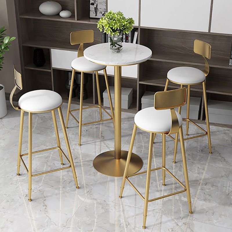 Glam Style Gold Metal Bar Table 21.6"W Top Marble Indoor Bistro Table Clearhalo 'Bar Furniture' 'Bar Tables' 'bar_tables' 'furn' 'furn_bar_tables' 'Furniture' 'furniture_bar_tables' 'Kitchen & Dining Furniture' 'kitchen&dining_furn' 'kitchen' 1200x1200_0b9a9931-730d-4957-8dcb-549aff581ea3